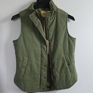 True Craft Women's Olive Quilted Vest
